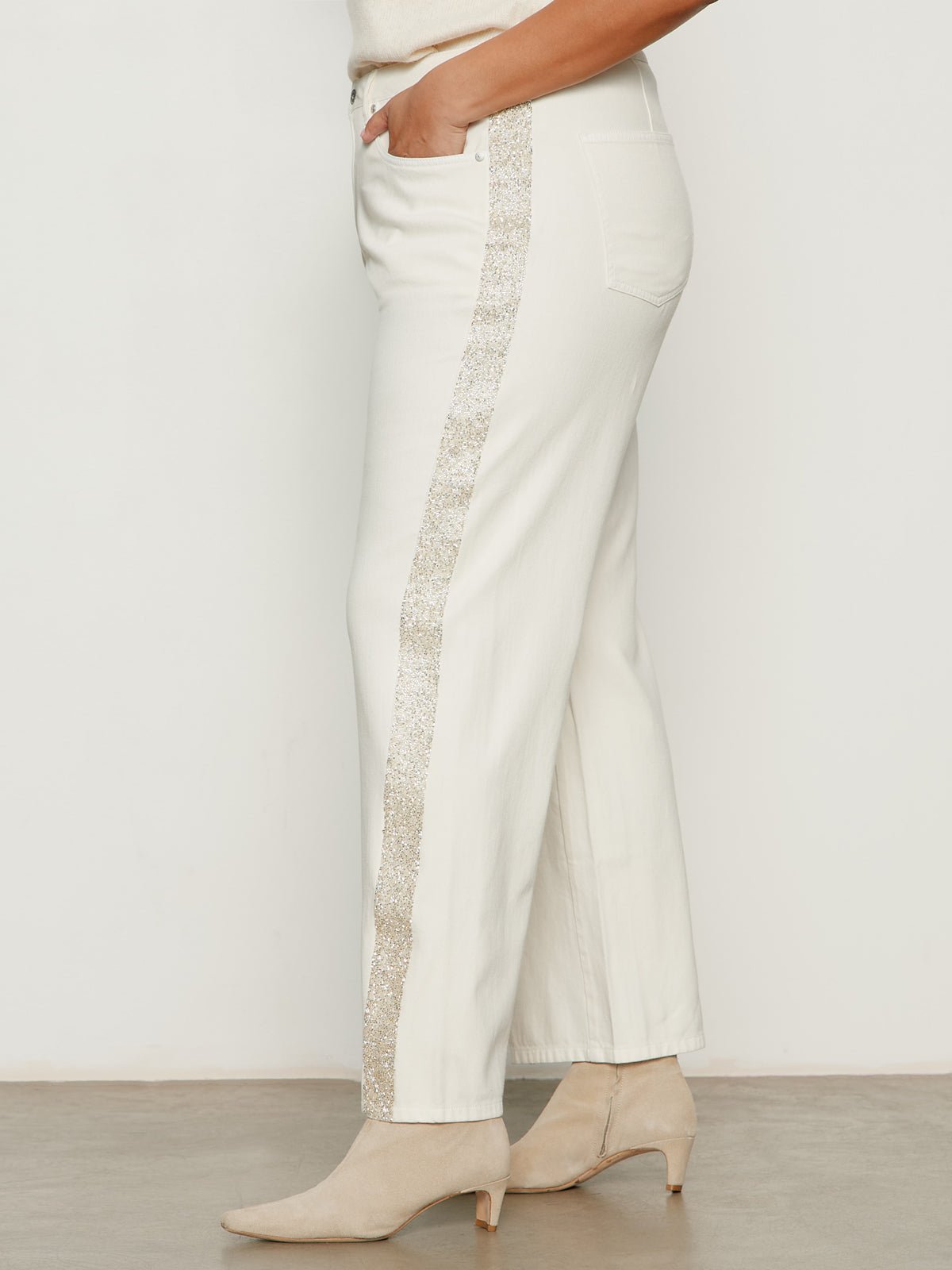 Cadence Shimmer Stripe Jean Vanilla Creme Extended Sizing - Image 4