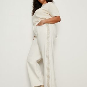 Cadence Shimmer Stripe Jean Vanilla Creme Extended Sizing