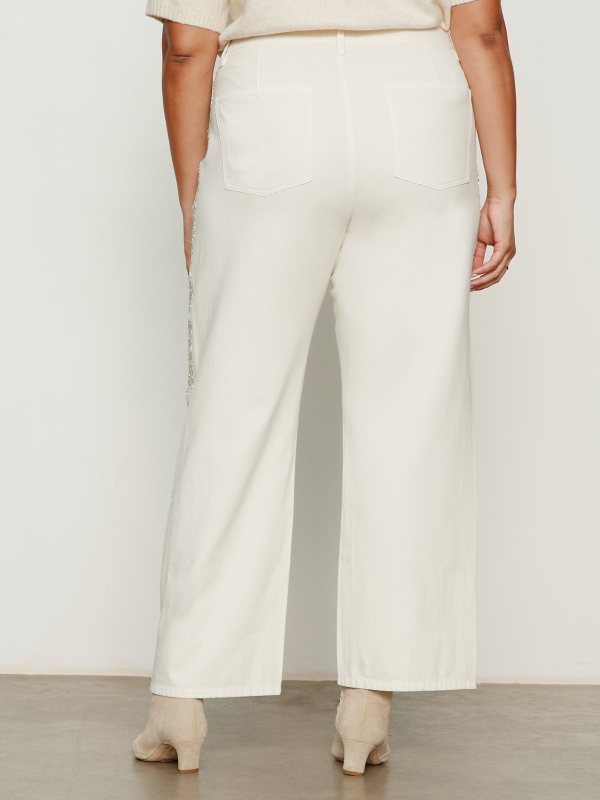 Cadence Shimmer Stripe Jean Vanilla Creme Extended Sizing - Image 2
