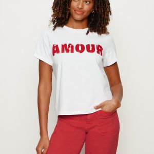 Embellished Tee White With Cherry Lacquer