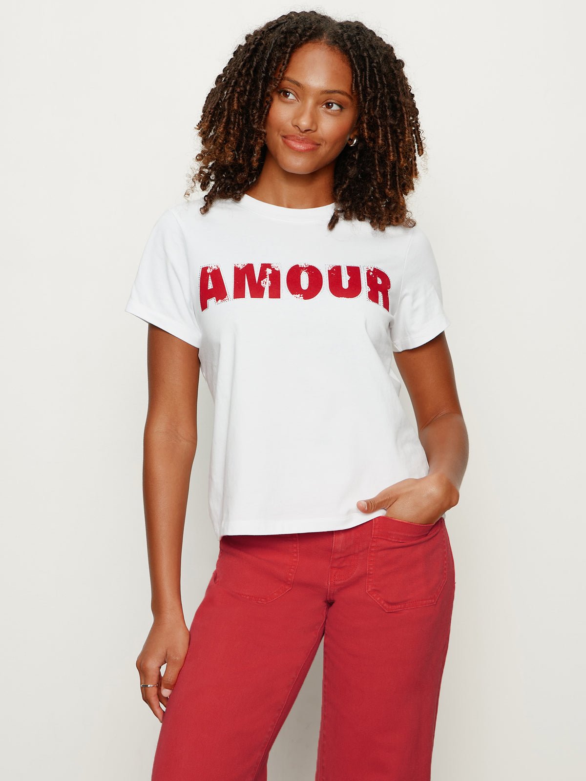 Embellished Tee White With Cherry Lacquer