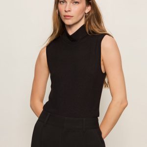 Essential Sleeveless Mock Neck Tank Black