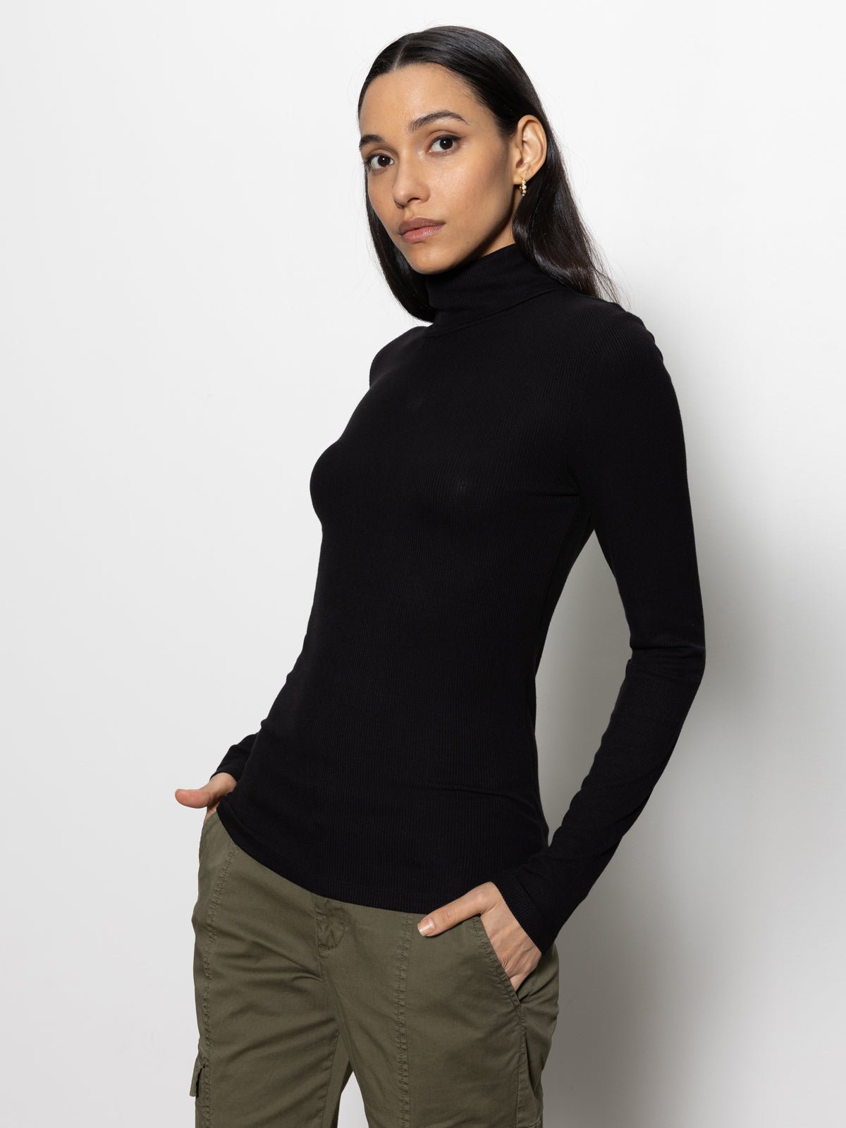 Essential Turtleneck Top Black - Image 4