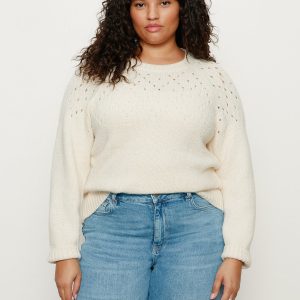 Femme Openwork Sweater Vanilla Creme Extended Sizing