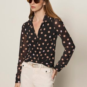 Fitted Mesh Button Down Top Popspot