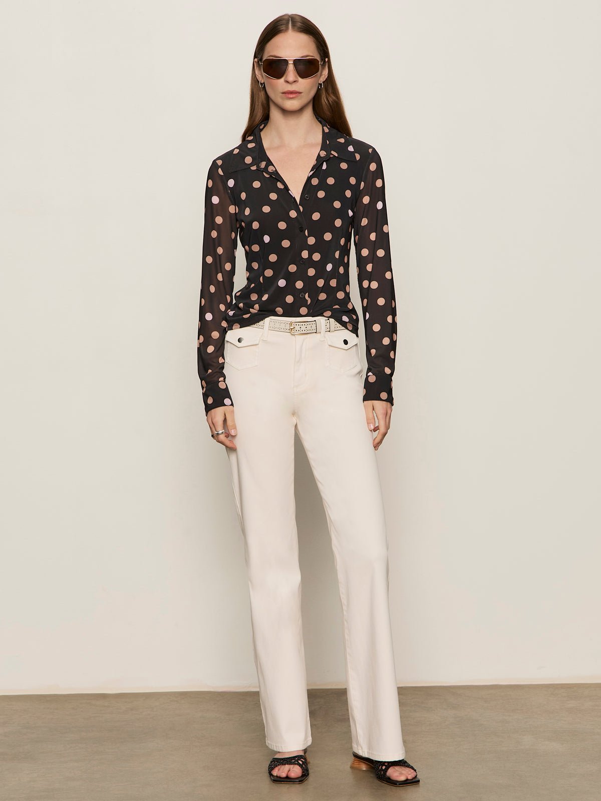 Fitted Mesh Button Down Top Popspot - Image 5