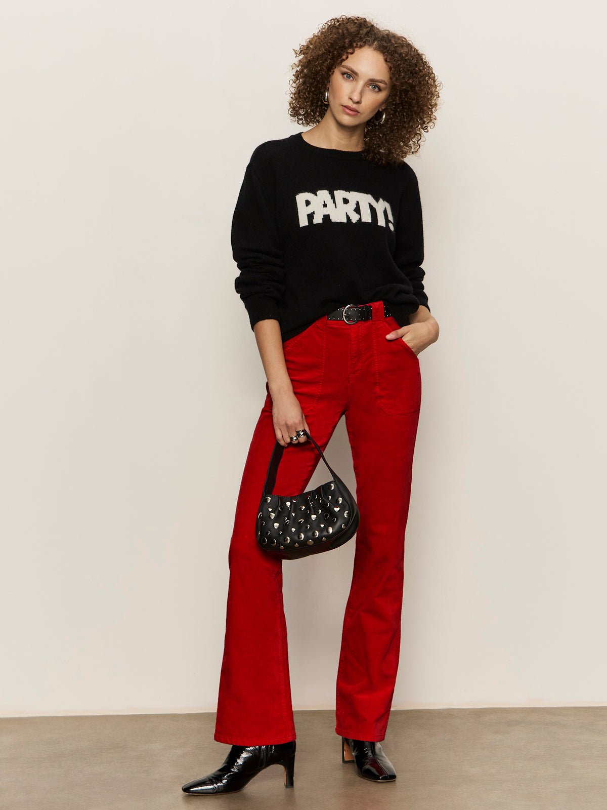 Life Of The Party Cashmere Sweater Black With Chalk - Image 5
