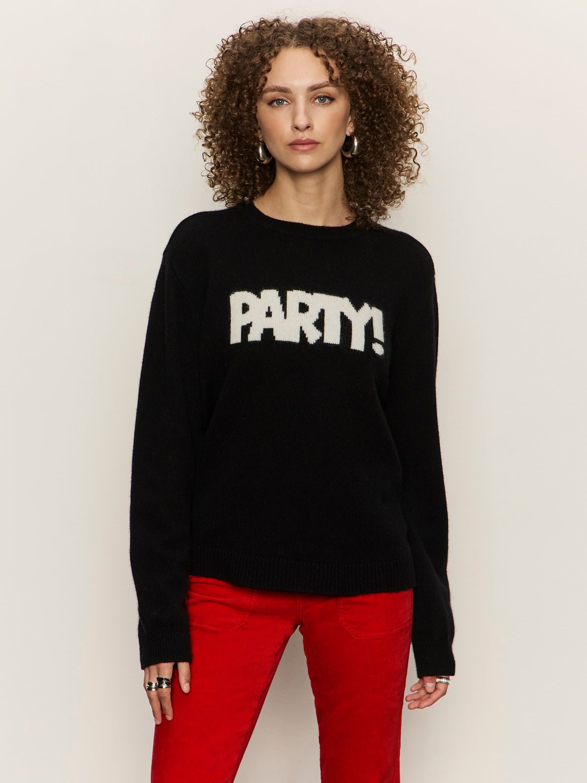 Life Of The Party Cashmere Sweater Black With Chalk - Image 2