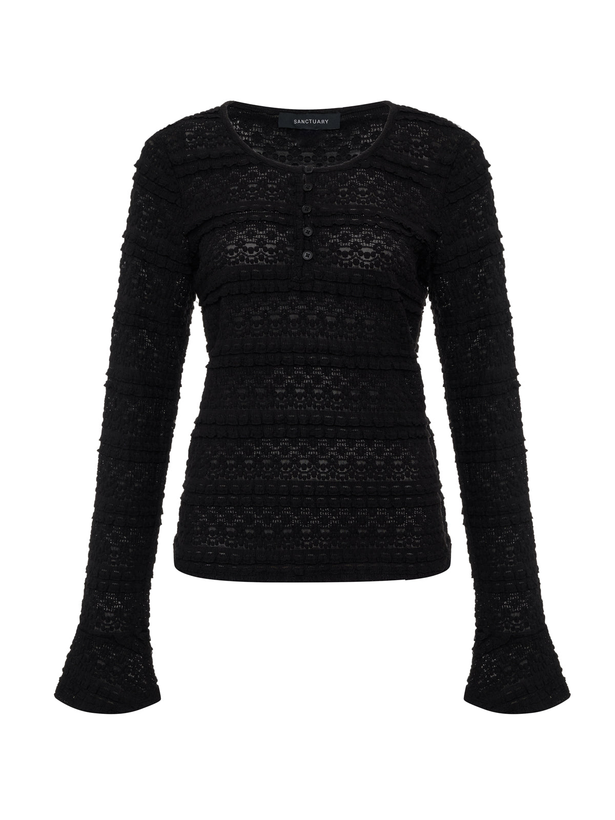 Lovely Lace Button Front Top Black Extended Sizing - Image 6