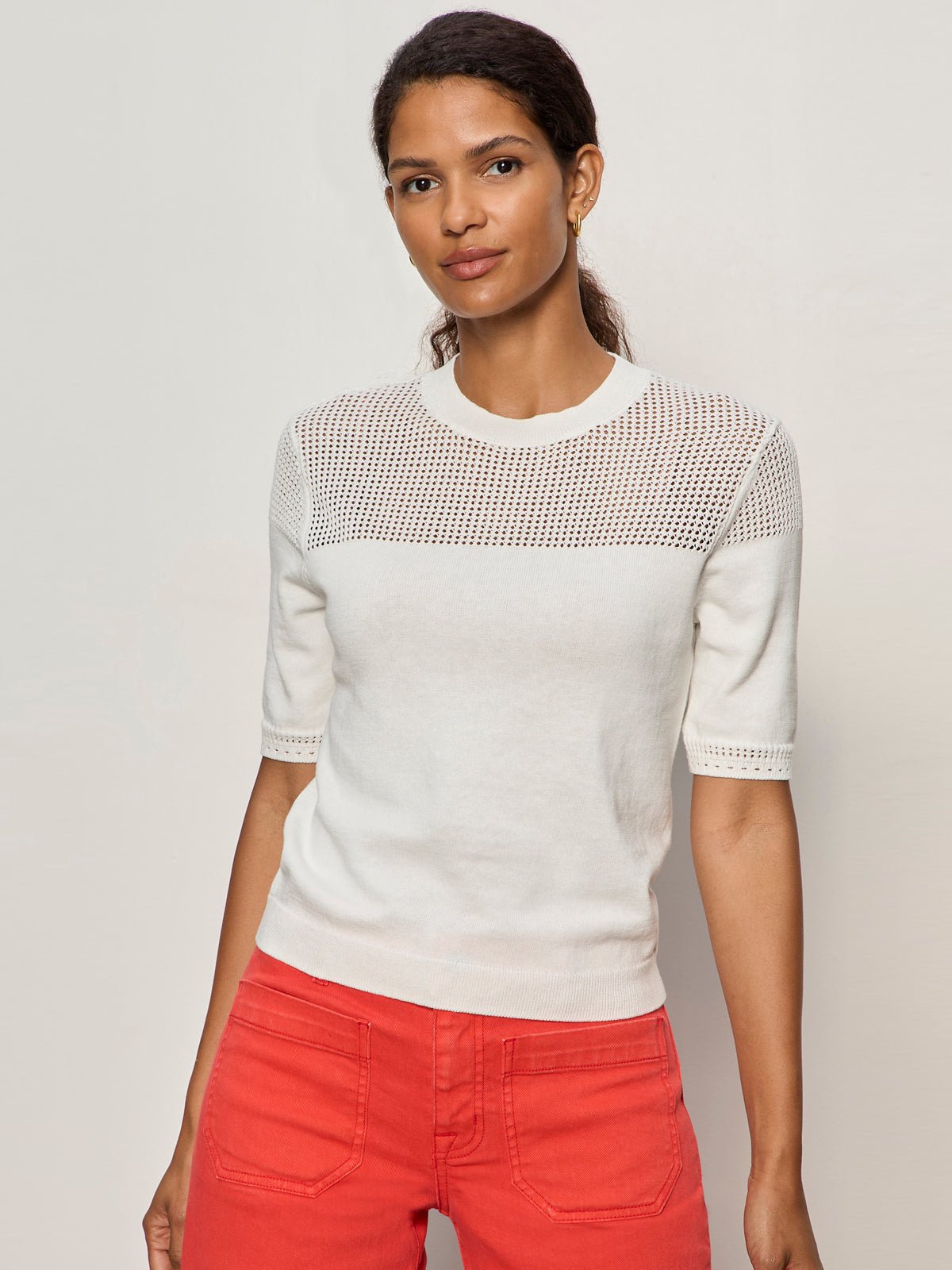 Mix Stitch Tee Chalk - Image 3