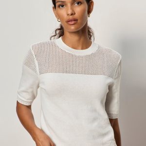 Mix Stitch Tee Chalk