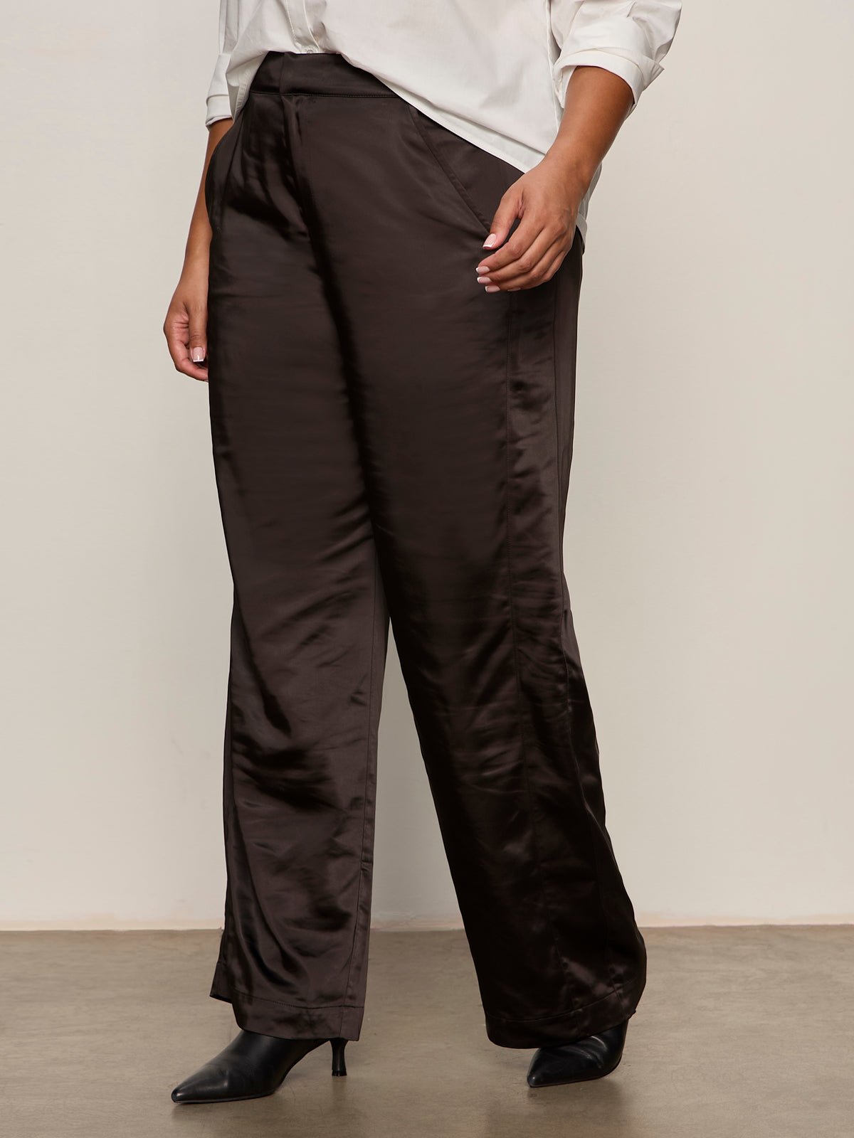 Modern Satin Trouser Black Extended Sizing - Image 2
