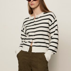 Must-Have Cardi Chalk With Black Stripe