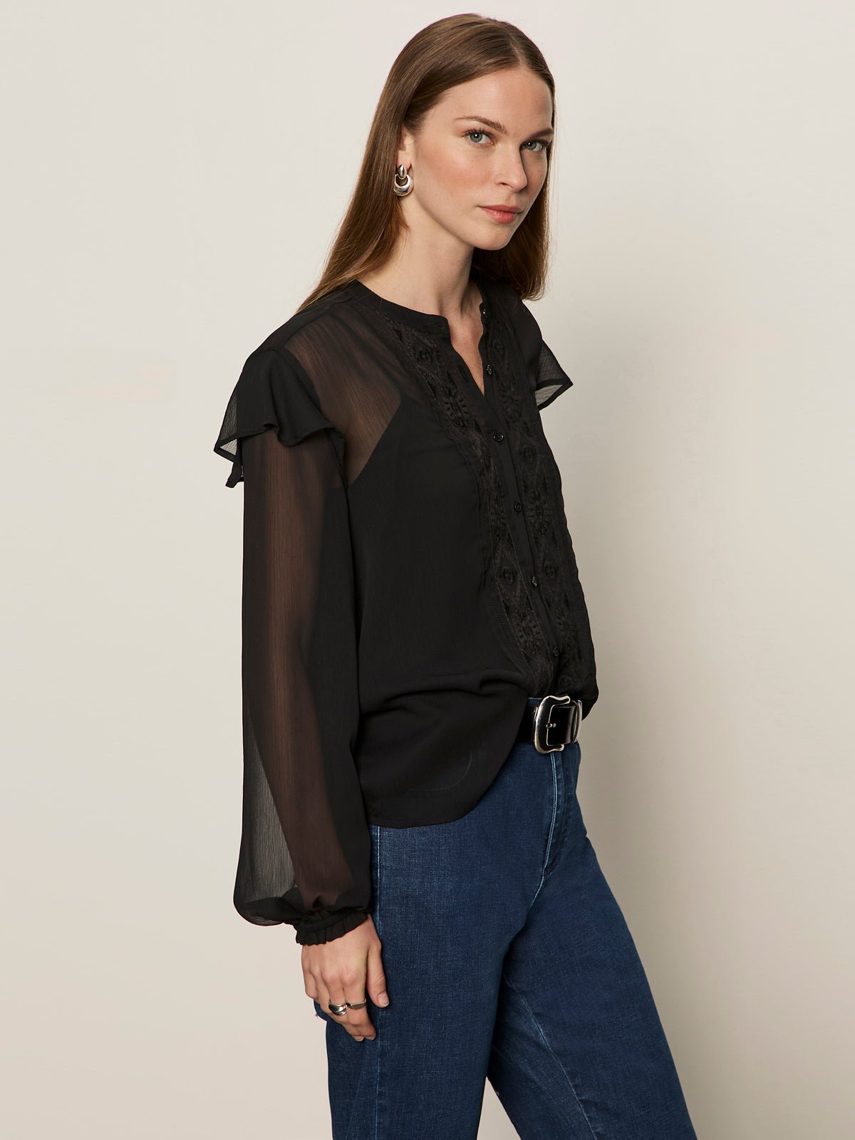 Nostalgia Embroidered Blouse Black - Image 3