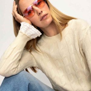 One In A Million Cable Crewneck Sweater Vanilla