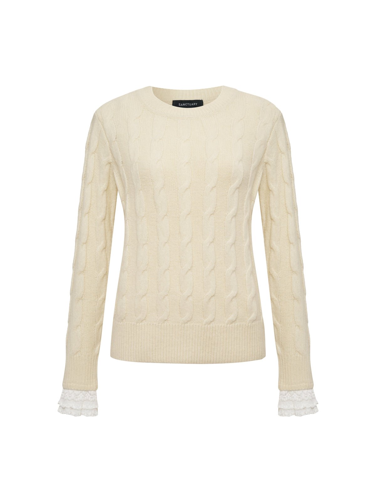 One In A Million Cable Crewneck Sweater Vanilla - Image 9