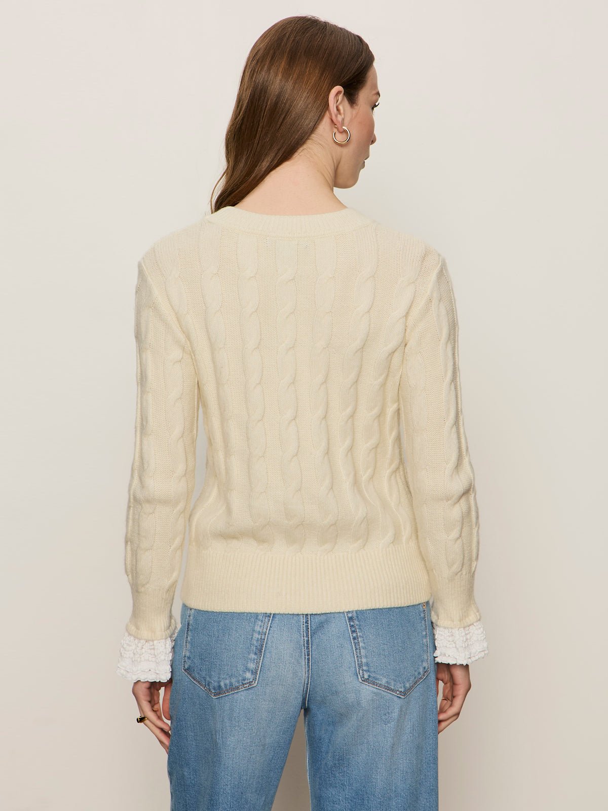 One In A Million Cable Crewneck Sweater Vanilla - Image 5
