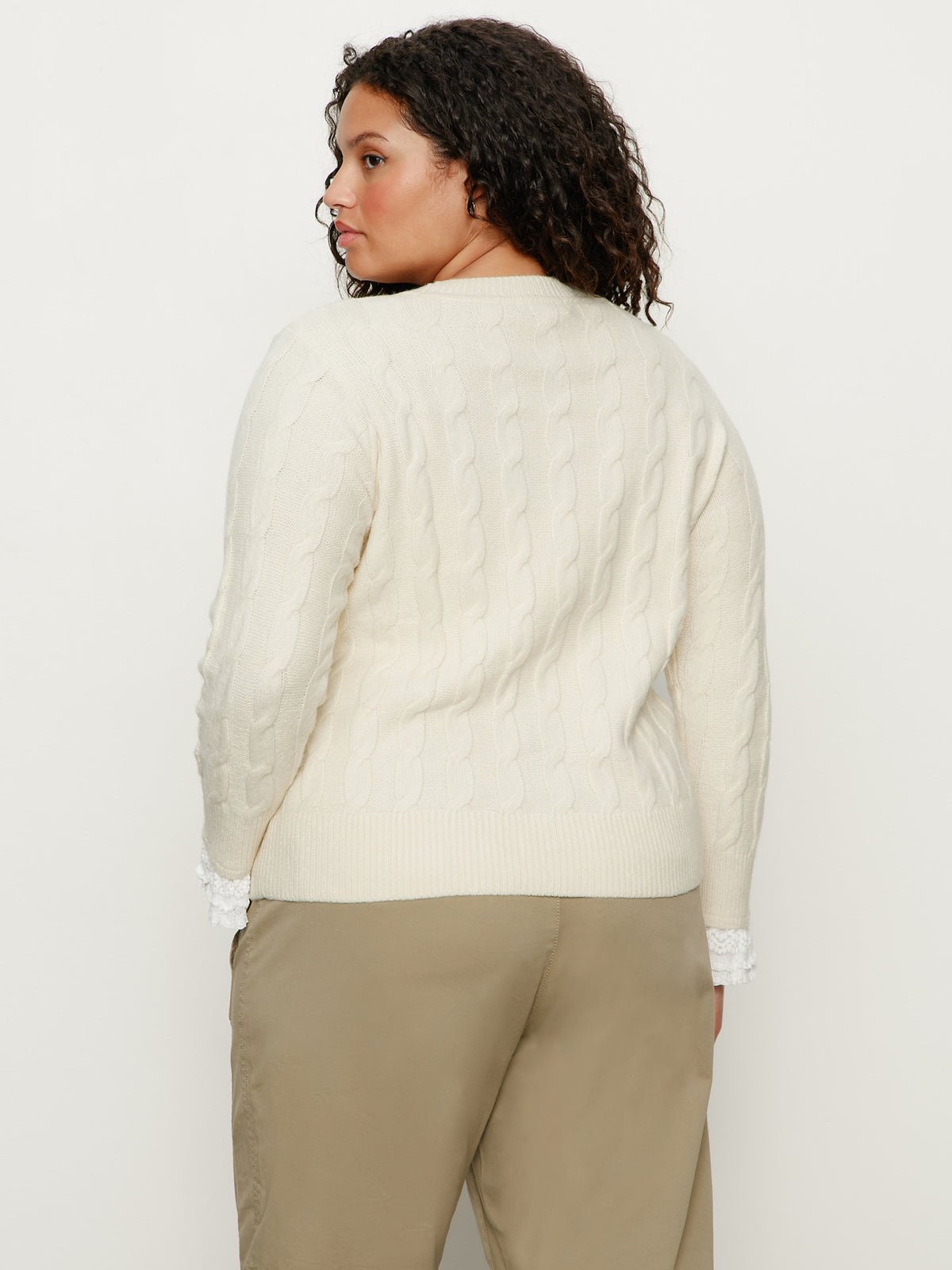 One In A Million Cable Crewneck Sweater Vanilla Extended Sizing - Image 4