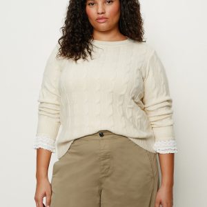 One In A Million Cable Crewneck Sweater Vanilla Extended Sizing