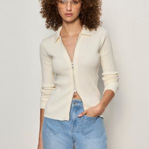 Only Yours Ribbed Zip Sweater Collagen