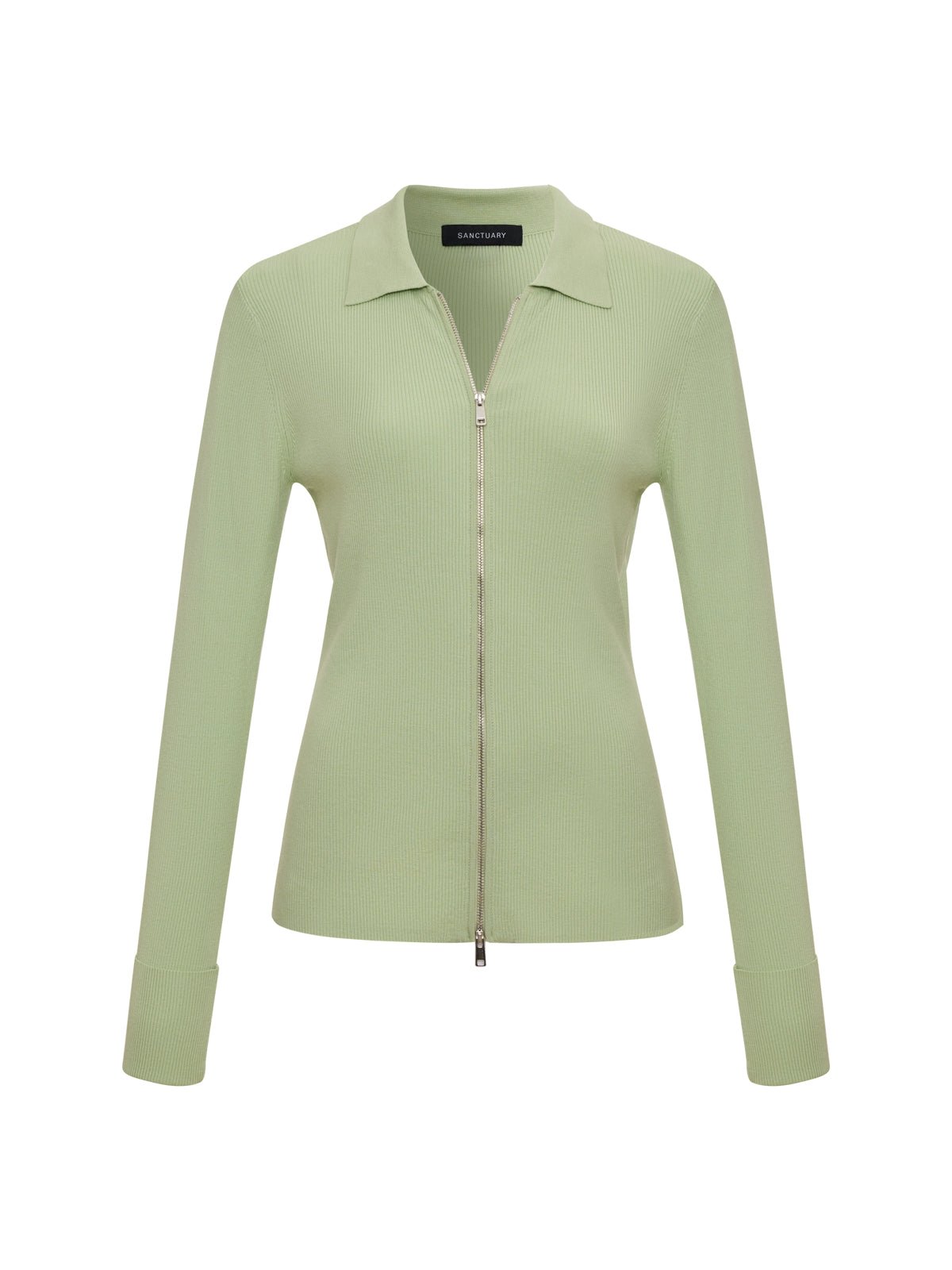 Only Yours Ribbed Zip Sweater Detox Green - Image 7