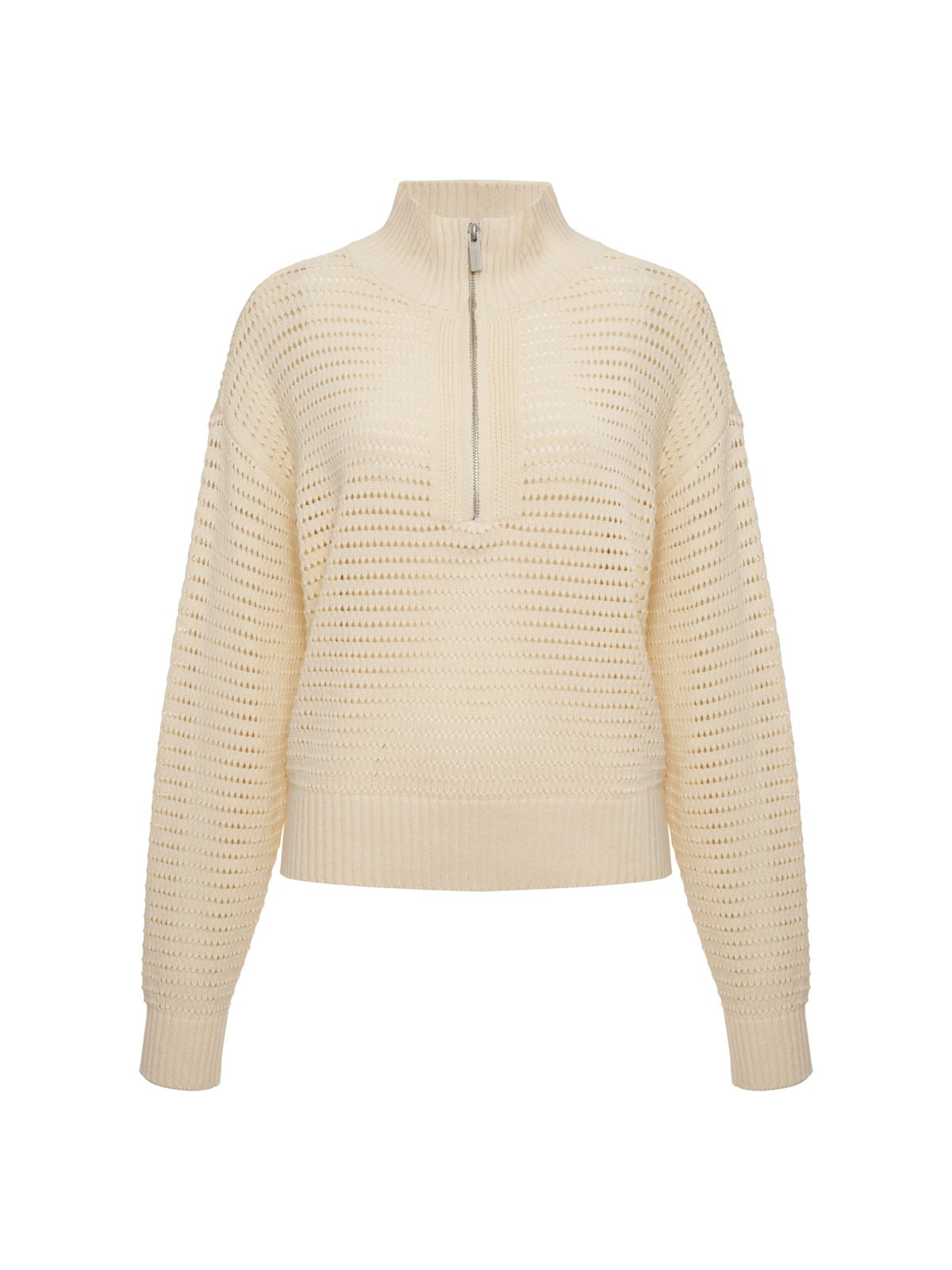 Open Knit 1/2 Zip Sweater Collagen - Image 7