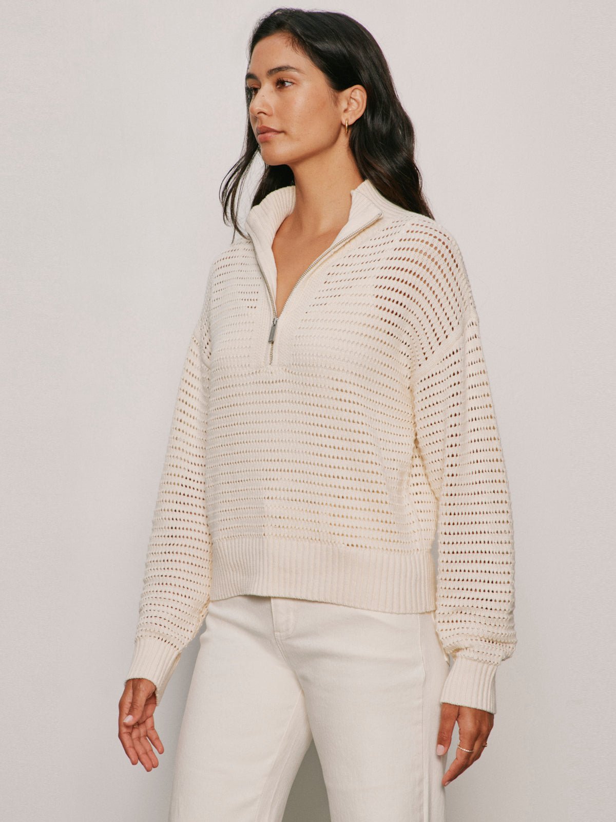 Open Knit 1/2 Zip Sweater Collagen - Image 4