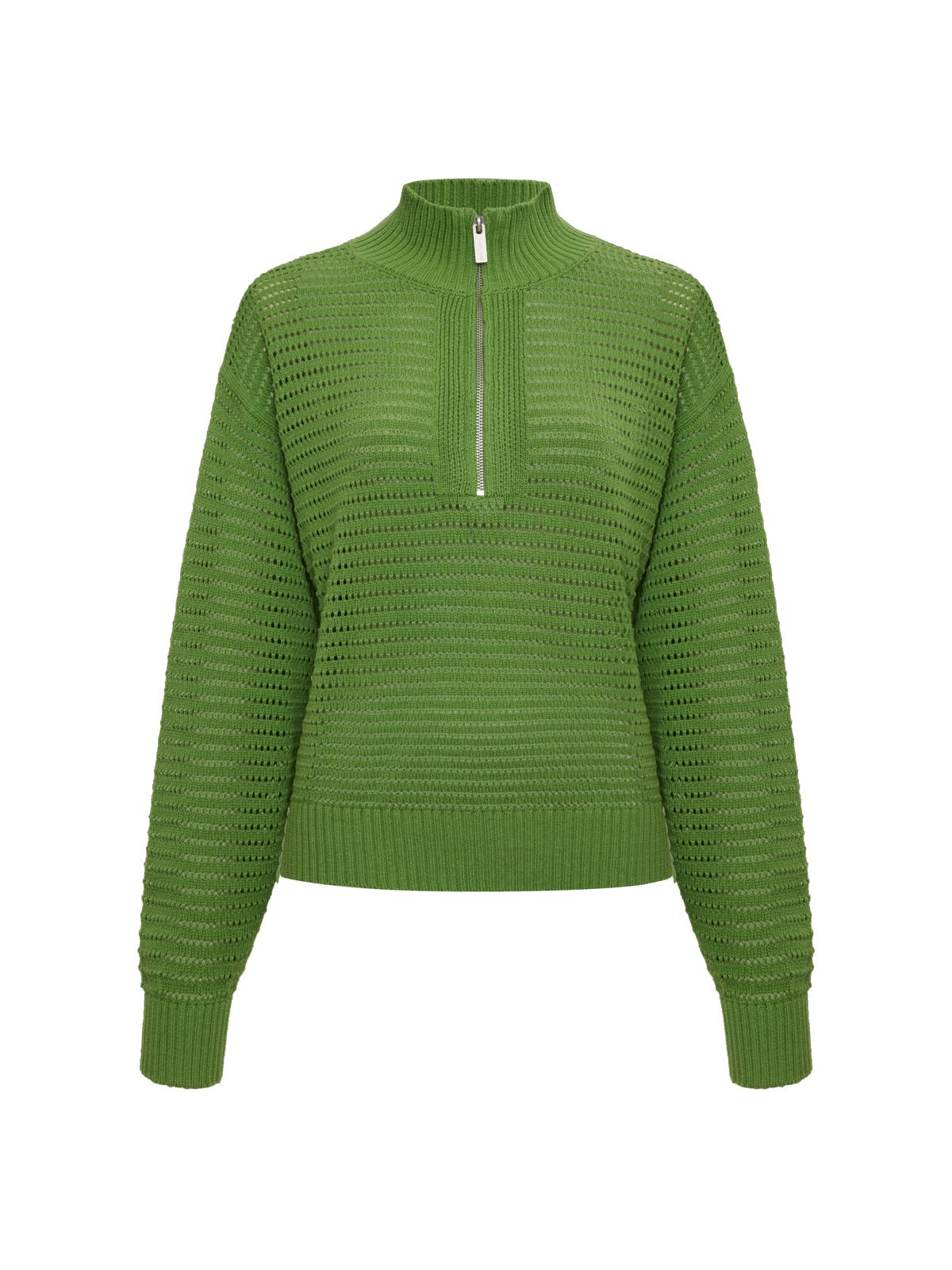 Open Knit 1/2 Zip Sweater Detox Green - Image 7