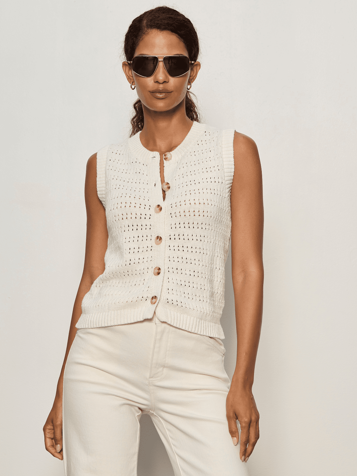 Pointelle Shell Vintage Ivory
