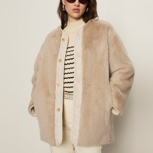 Reversible Fur Liner Jacket Almond Cream
