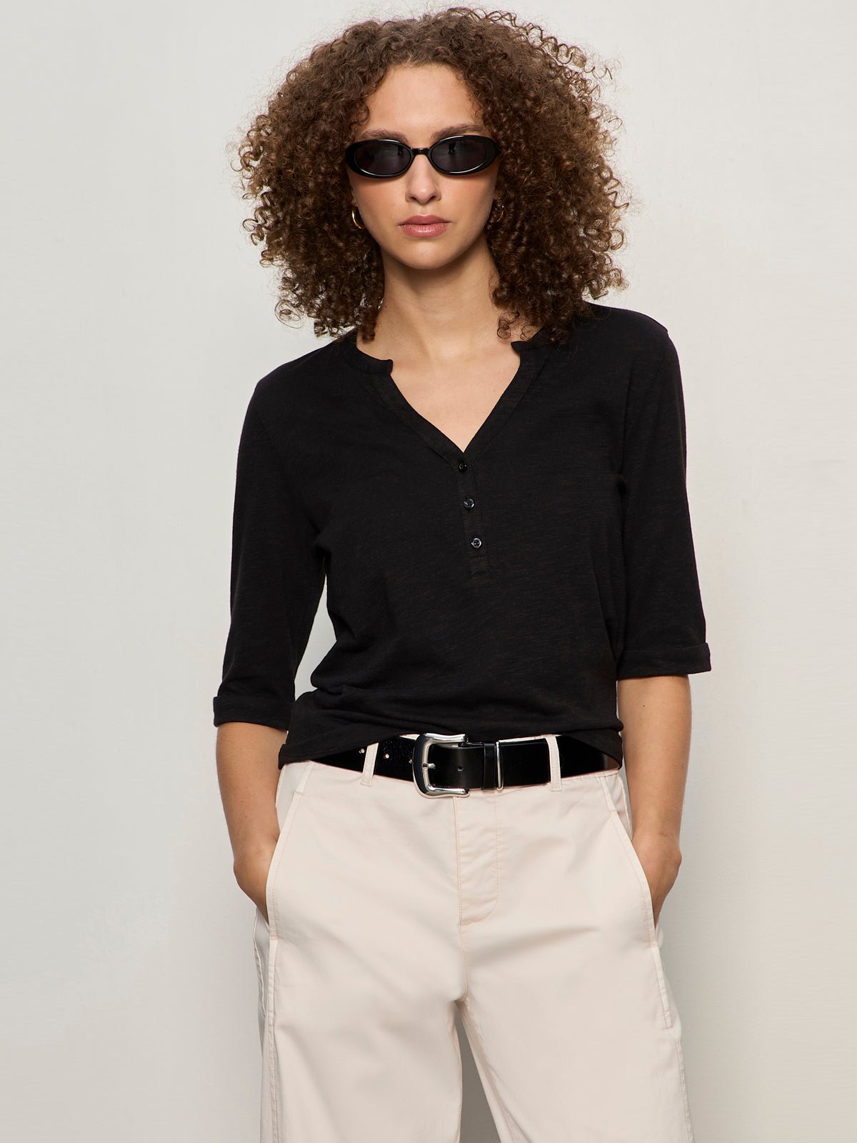 Rolled Sleeve Tee Black - Image 3