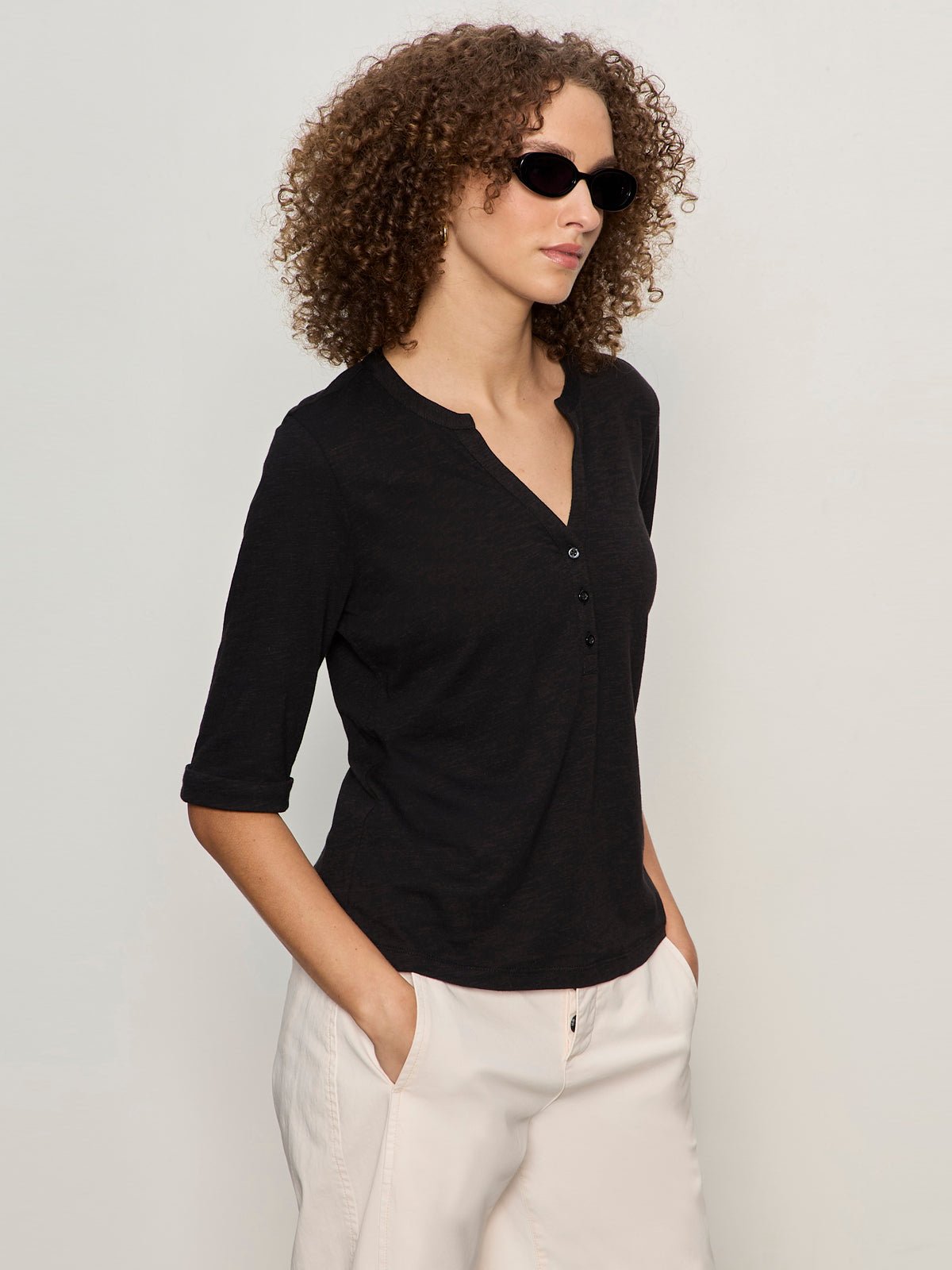 Rolled Sleeve Tee Black - Image 5