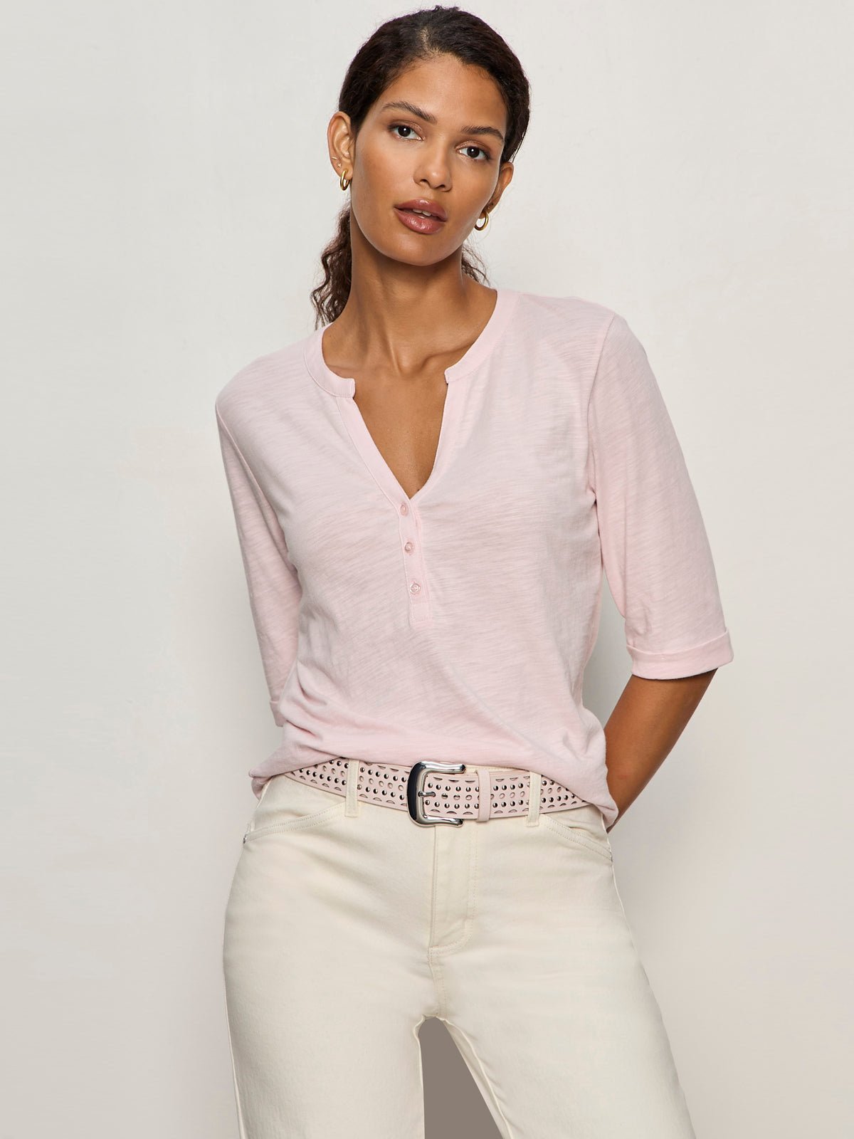 Rolled Sleeve Tee Oxygen Pink