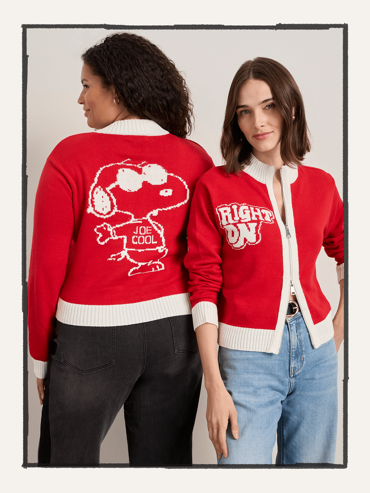 Sanctuary x PEANUTS 75th Anniversary Joe Cool Zip Up Sweater