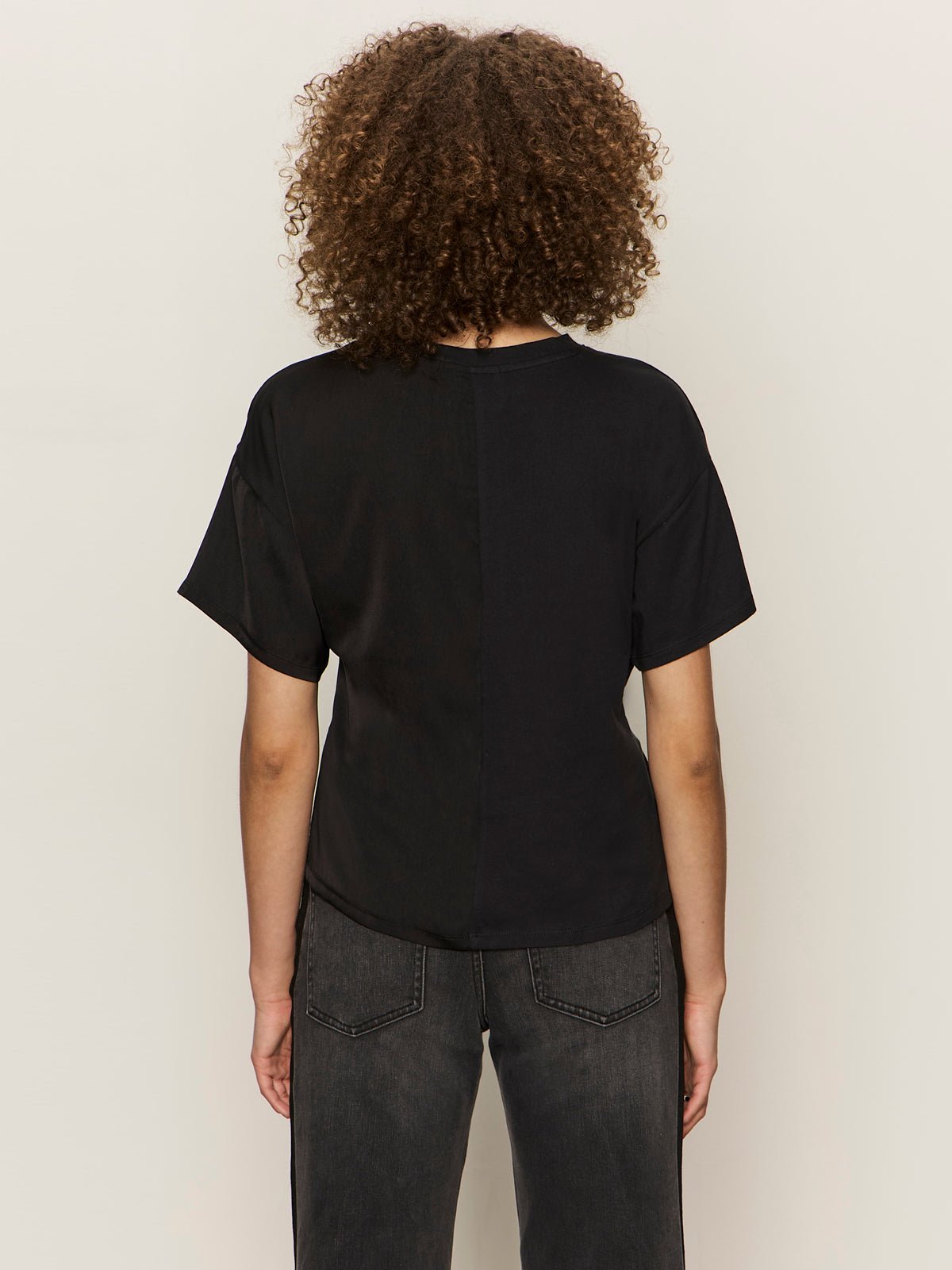 Satin Mix Tee Black - Image 4