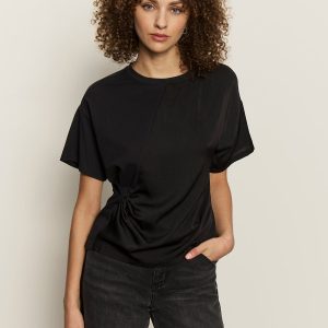 Satin Mix Tee Black