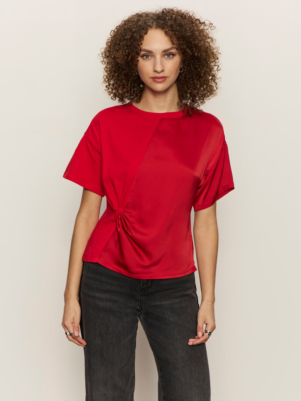 Satin Mix Tee Cherry Lacquer