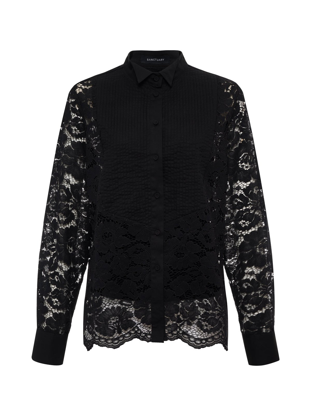 Serendipity Lace Tuxedo Shirt Black - Image 7