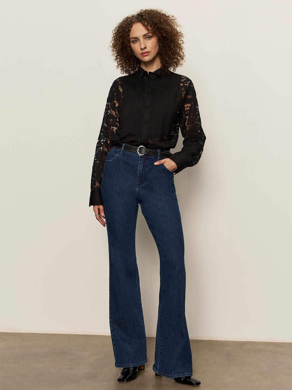 Serendipity Lace Tuxedo Shirt Black - Image 6