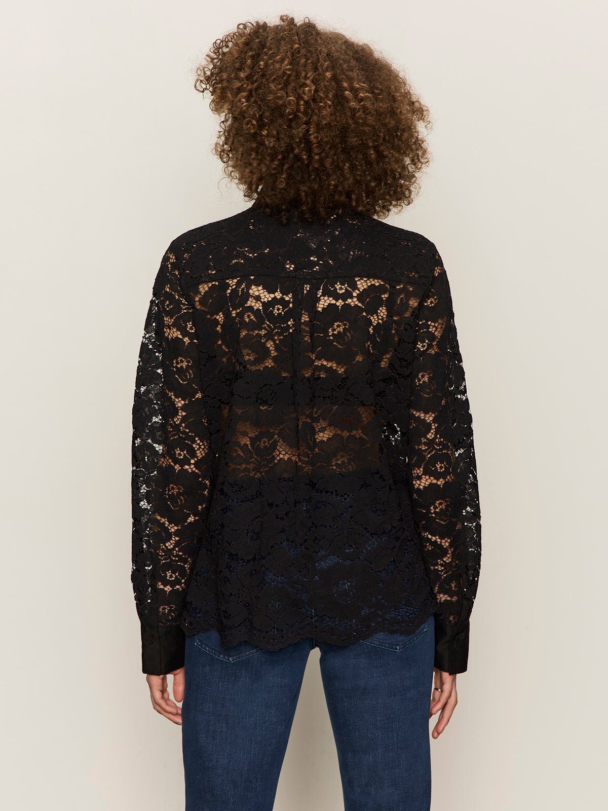 Serendipity Lace Tuxedo Shirt Black - Image 4