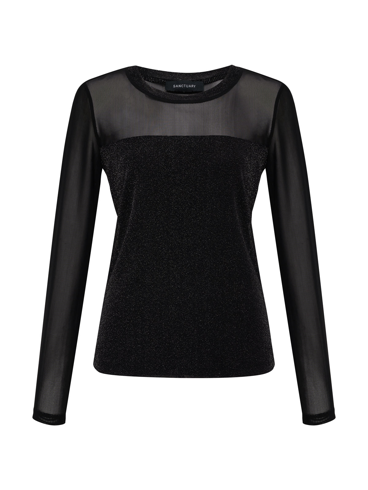 Sparkle Mesh Crew Tee Black - Image 6