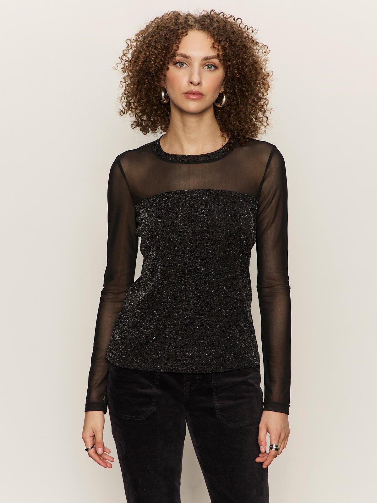 Sparkle Mesh Crew Tee Black - Image 2