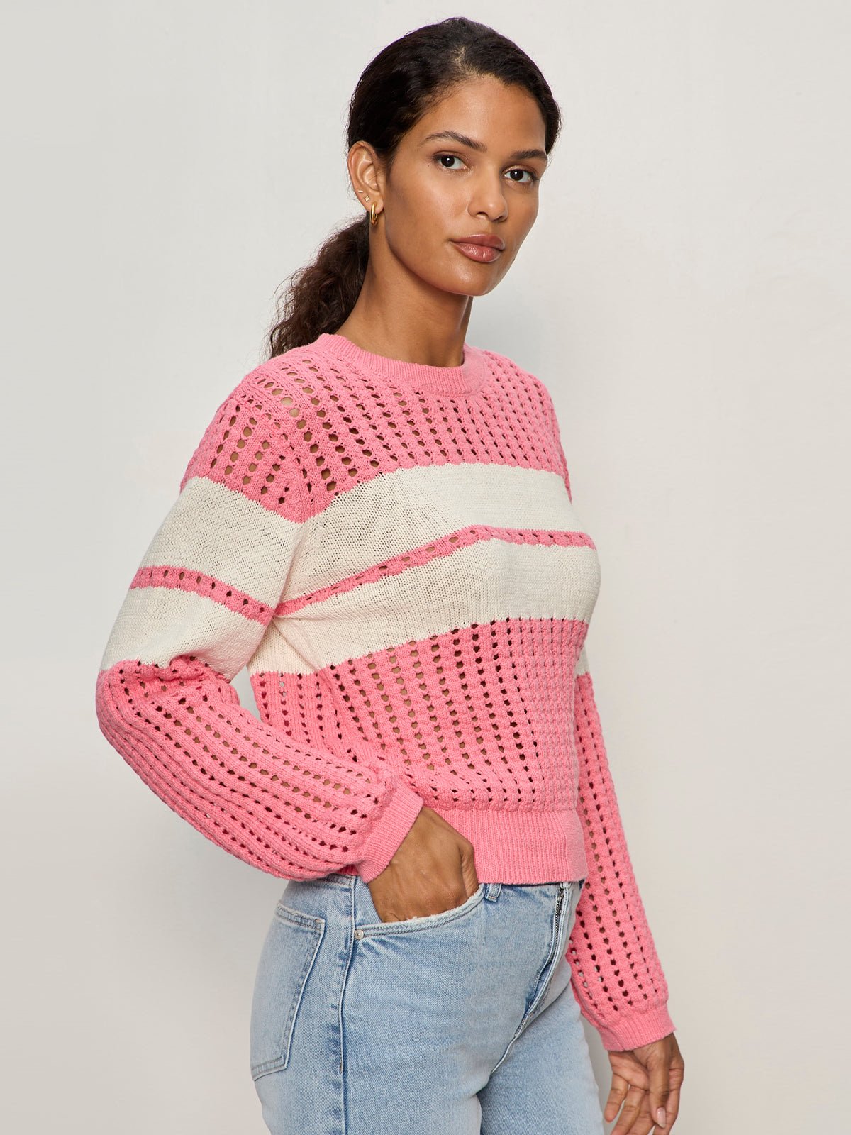 Sporty Openwork Popover Bloom Pink with Collagen Stripe - Image 4