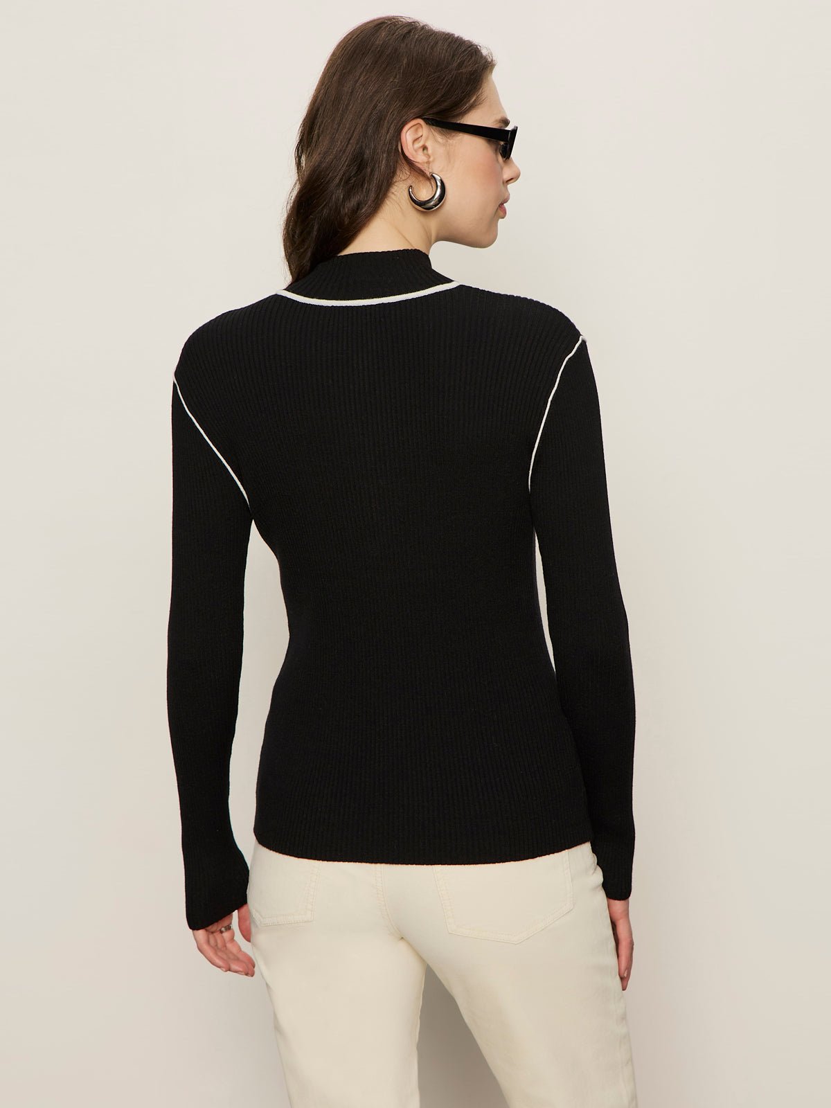 Sporty Rib Zip Up Black With Chalk Tipping - Image 4