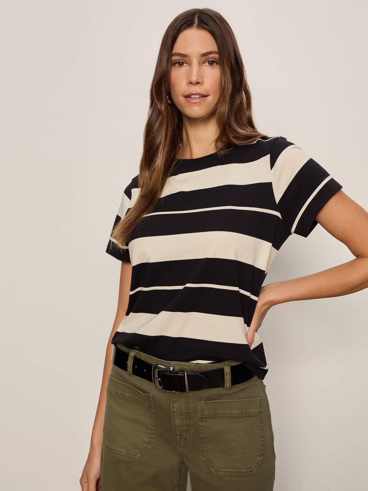 Timeless Tee Vanilla Creme/Black Stripe